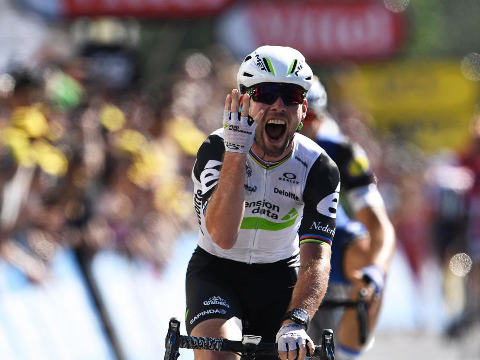 Cavendish tras ganar su cuarta etapa en el Tour de Francia.