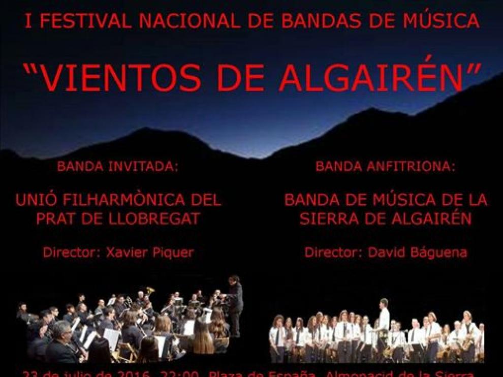 Cartel del Festival de Bandas 'Vientos de Algairén'.