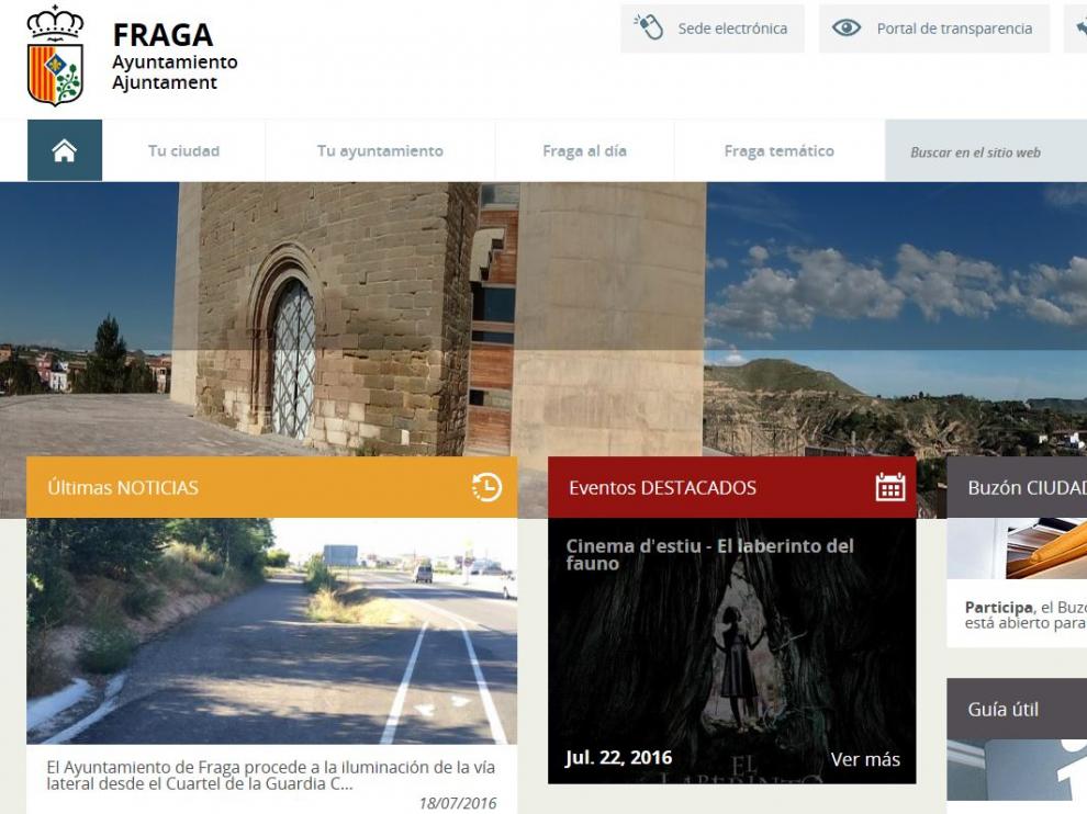 Imagen de la web del Ayuntamiento de Fraga.