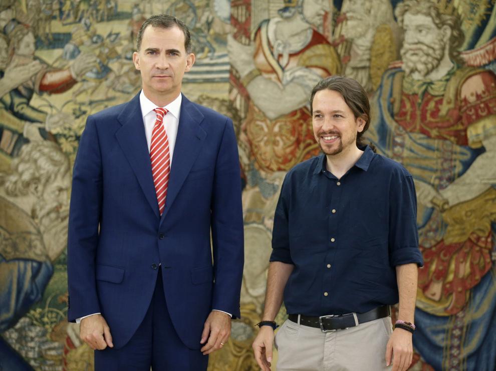 Pablo Iglesias ha acudido al Palacio de la Zarzuela para reunirse con el Rey.