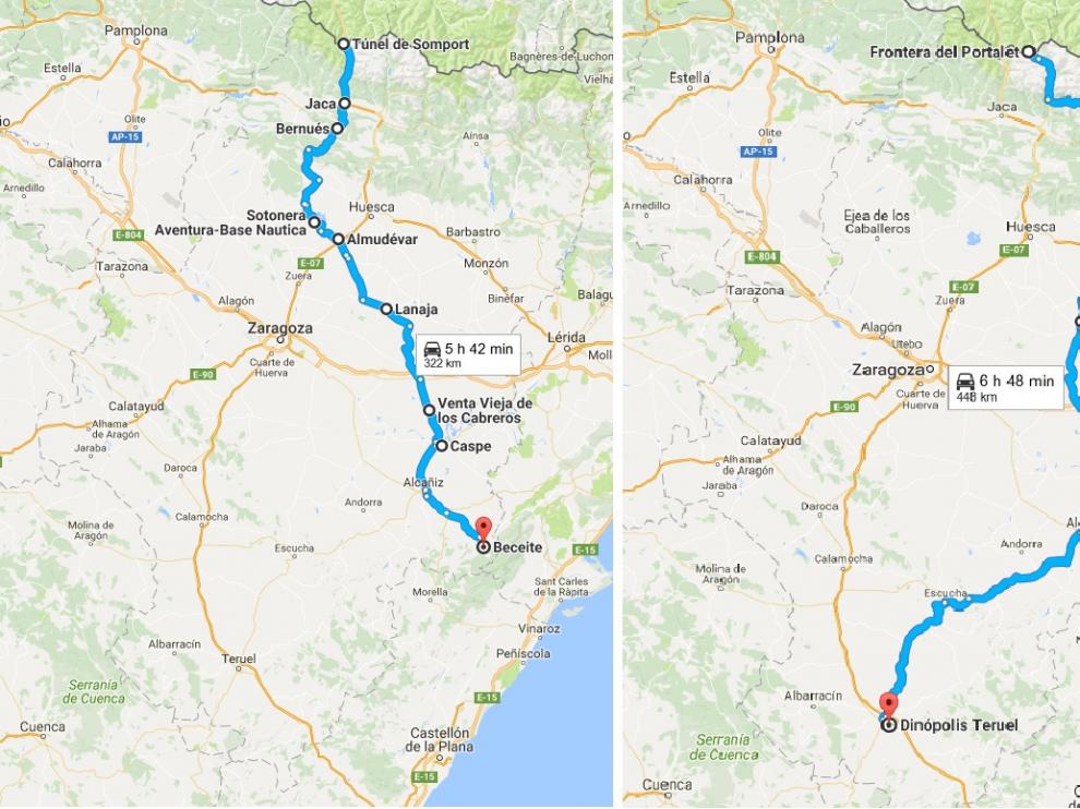 Tres posibles 'rutas 66' por Aragón