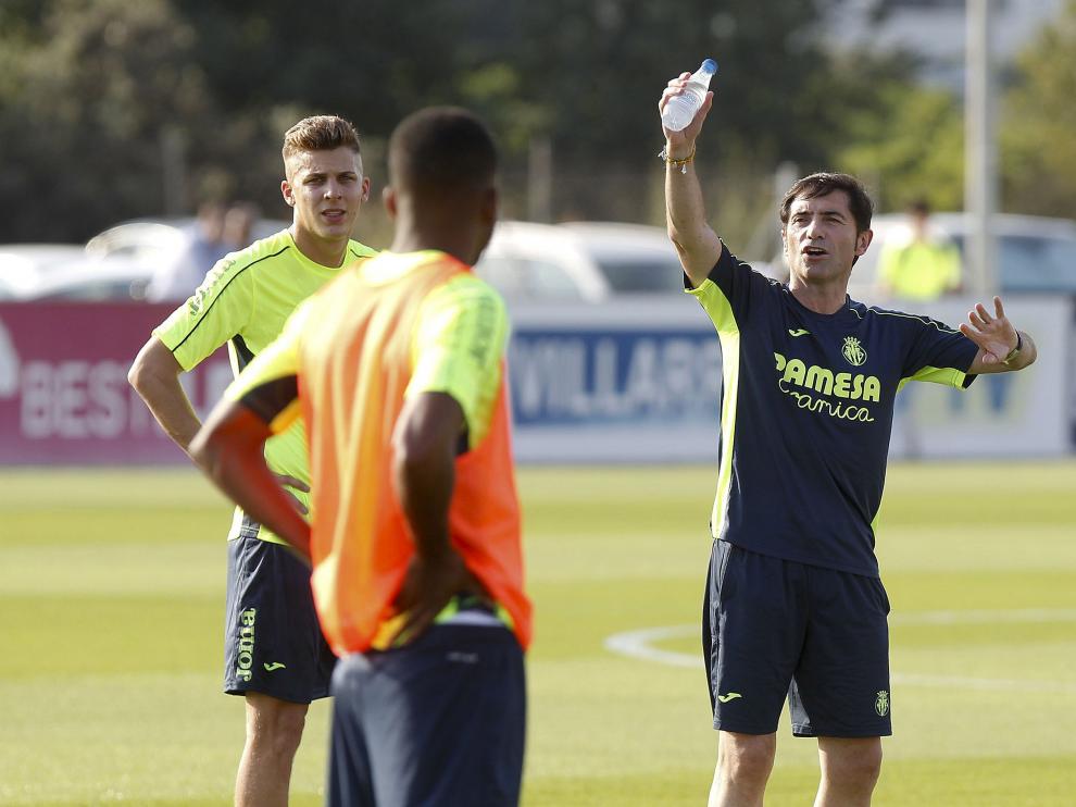 Marcelino, en un entrenamiento de esta temporada.
