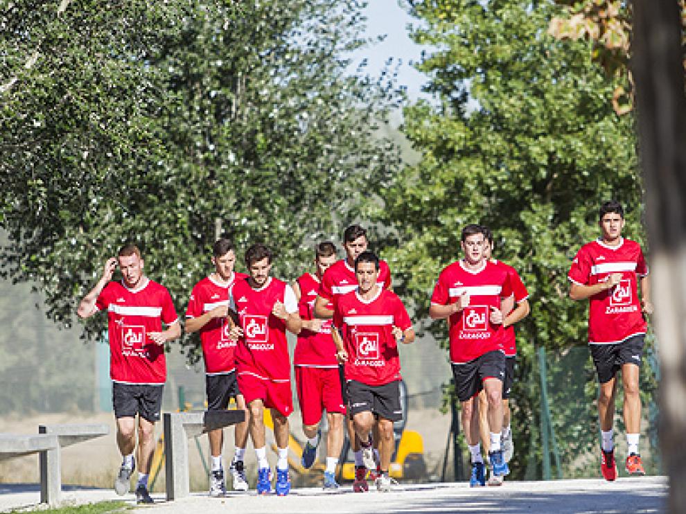Los jugadores del CAI Zaragoza, durante la pasada pretemporada
