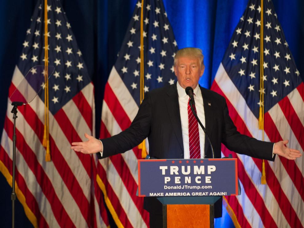 El candidato republicano Donald Trum, durante su discurso