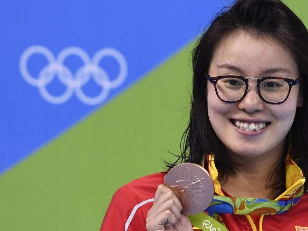 Fu Yuanhui en los Juegos Olímpicos de Río 2016.