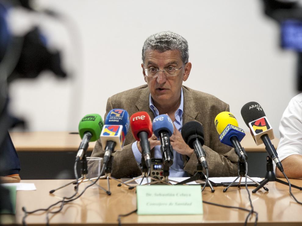 El consejero Sebastián Celaya, durante la presentación del 061 Aragón.