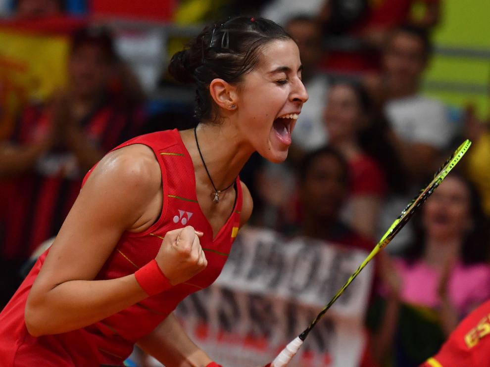 Carolina Marín, tras pasar a la final de Bádminton.