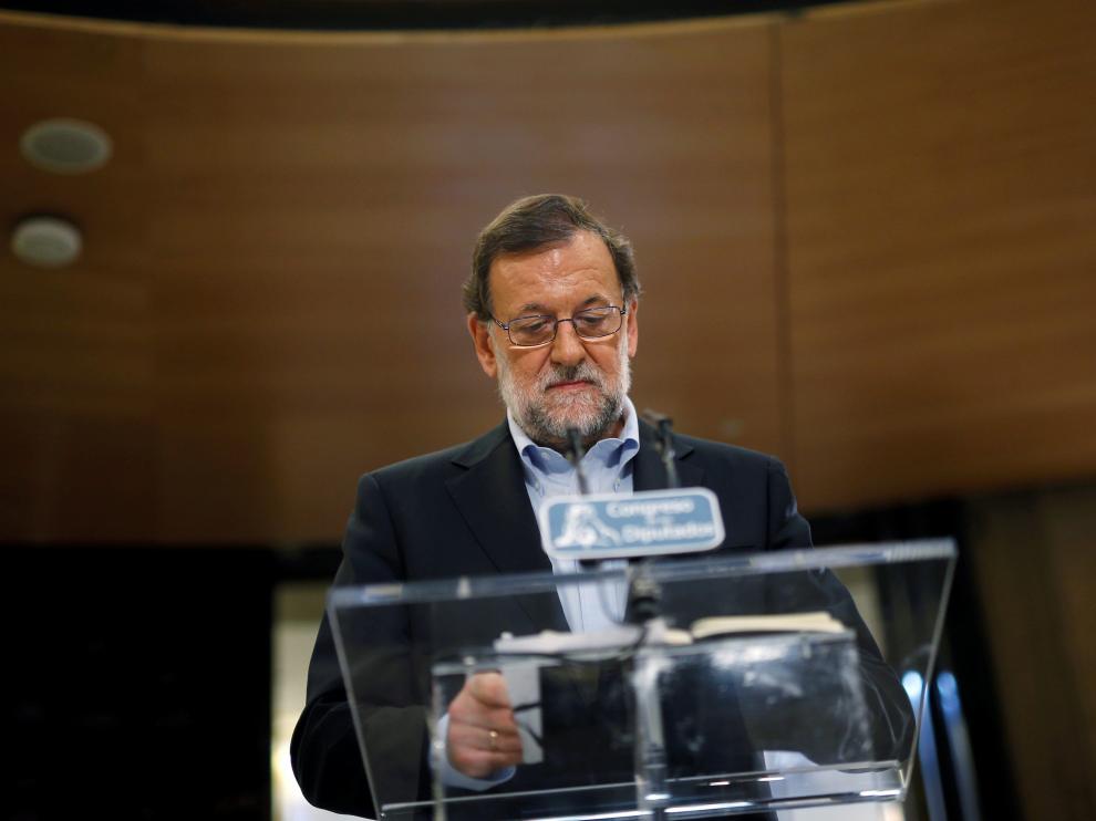Rajoy, tras una de sus reuniones con Rivera.