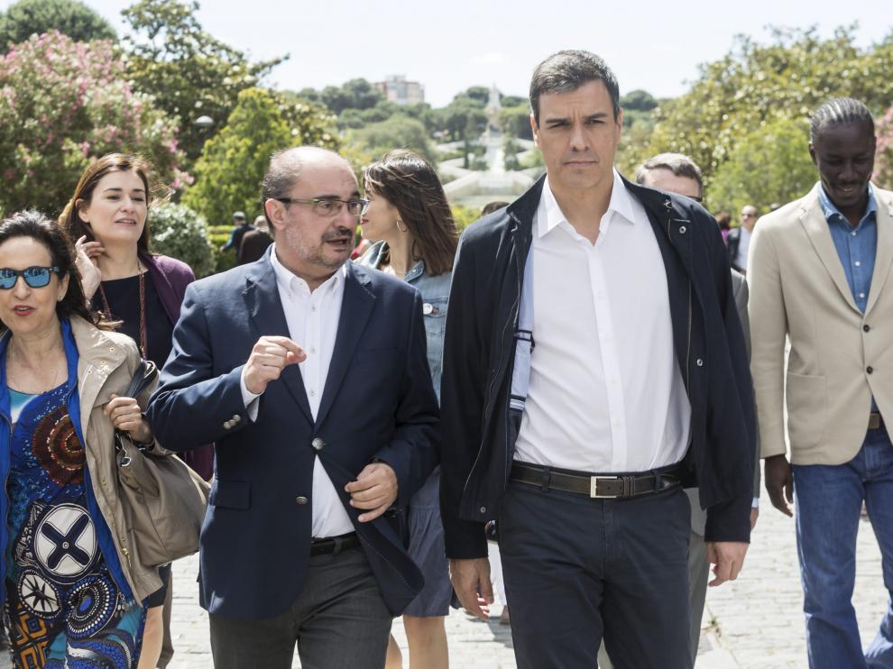 Javier Lambán y Pedro Sánchez, el pasado 19 de junio en Zaragoza.