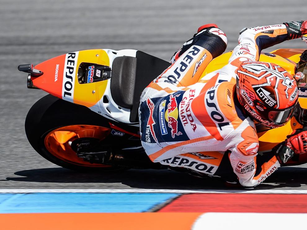 Marc Marquez durante la clasificación para el Gran Premio de la República Checa en el circuito de Brno.