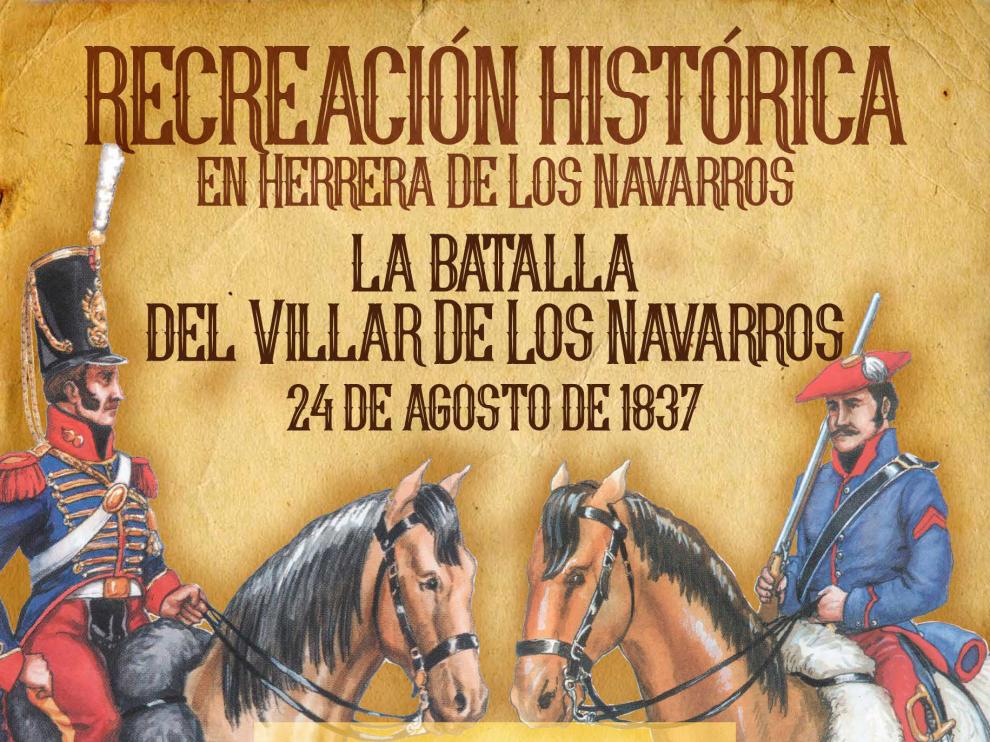 Cartel de los actos en Herrera de los Navarros por la conmemoración de la batalla del Villar.