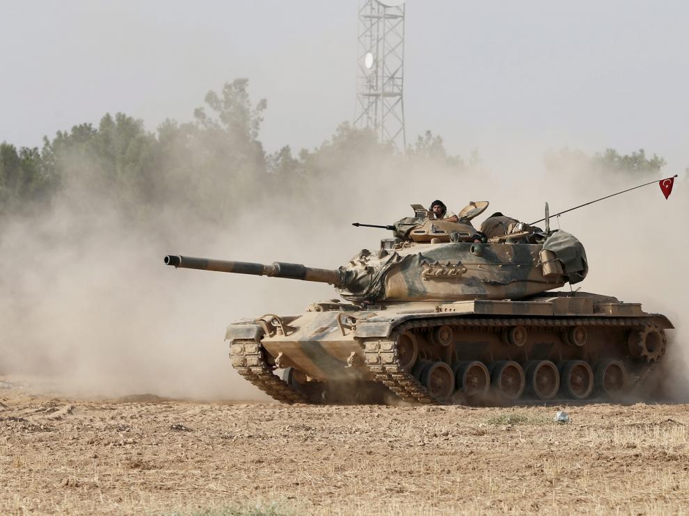 Uno de los tanques del Ejército ruso desplegados.