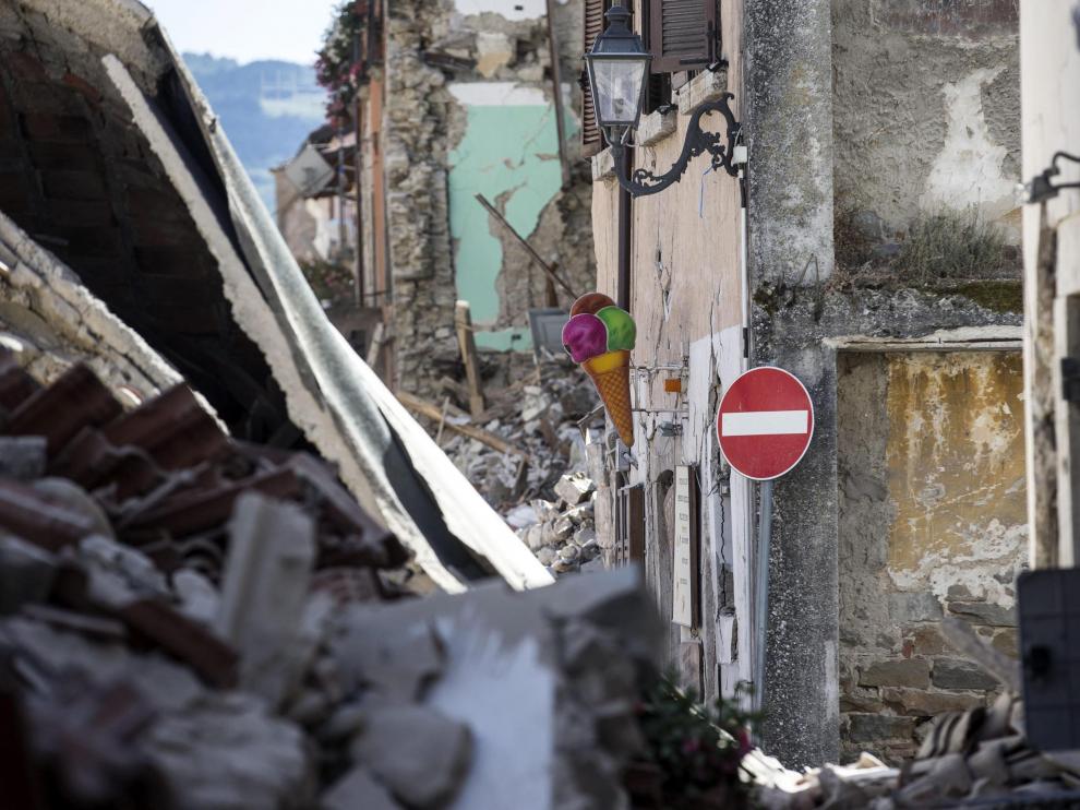 Edificios derrumbados en Amatrice.