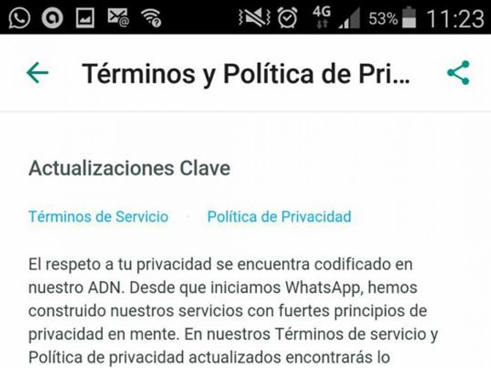 Así se evita que Whatsapp comparta tu número de teléfono con Facebook.