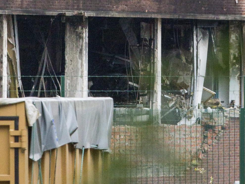Destrozos causados por la explosión en un instituto de criminología en Bruselas