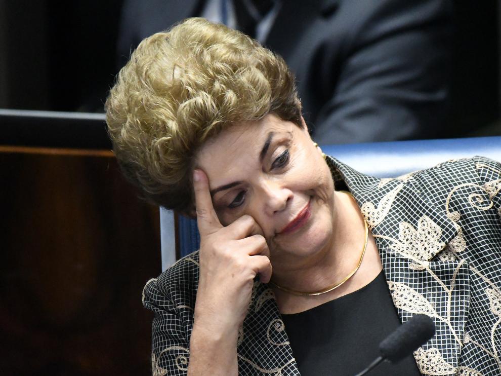 Dilma Rousseff en el Senado de Brasil durante uno de los debates.