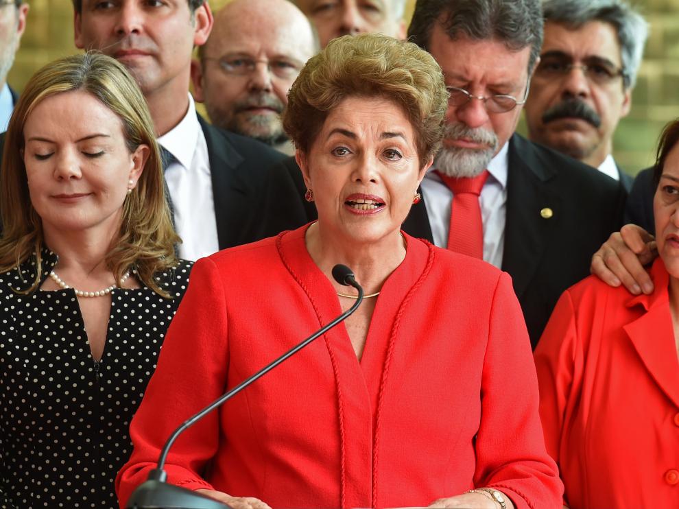 Dilma Rousseff en su último discurso tras su destitución