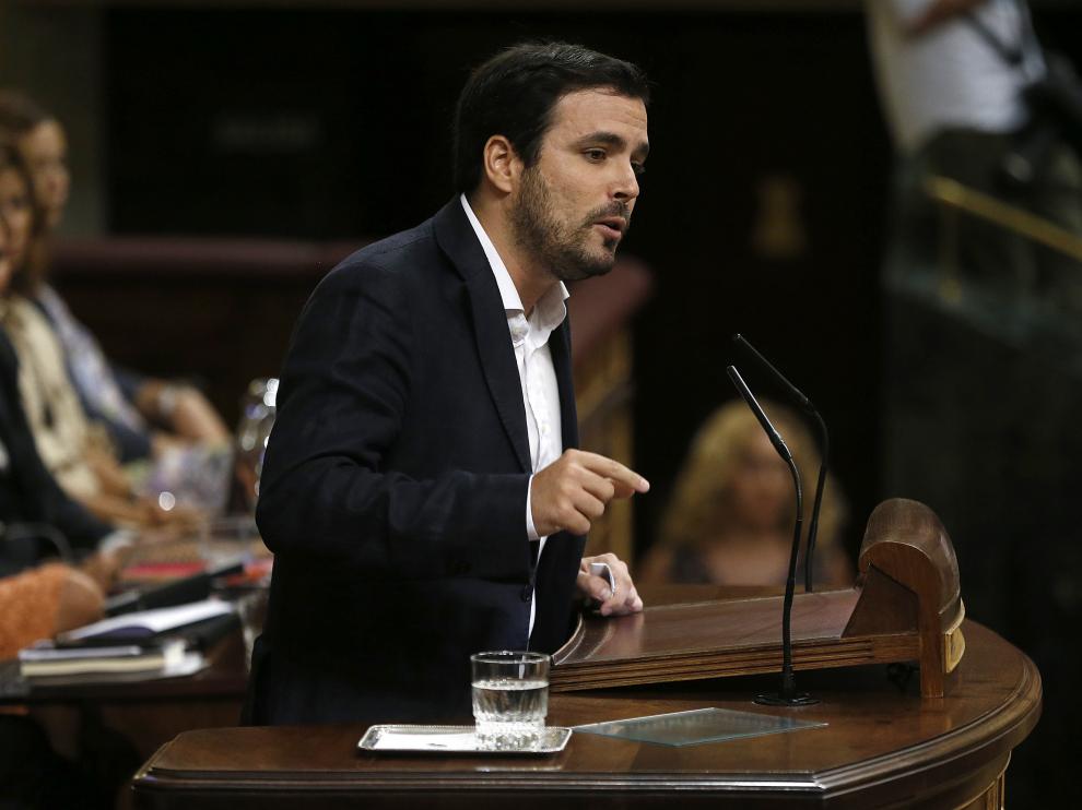 Alberto Garzón durante su intervención en la segunda sesión del debate de investidura.