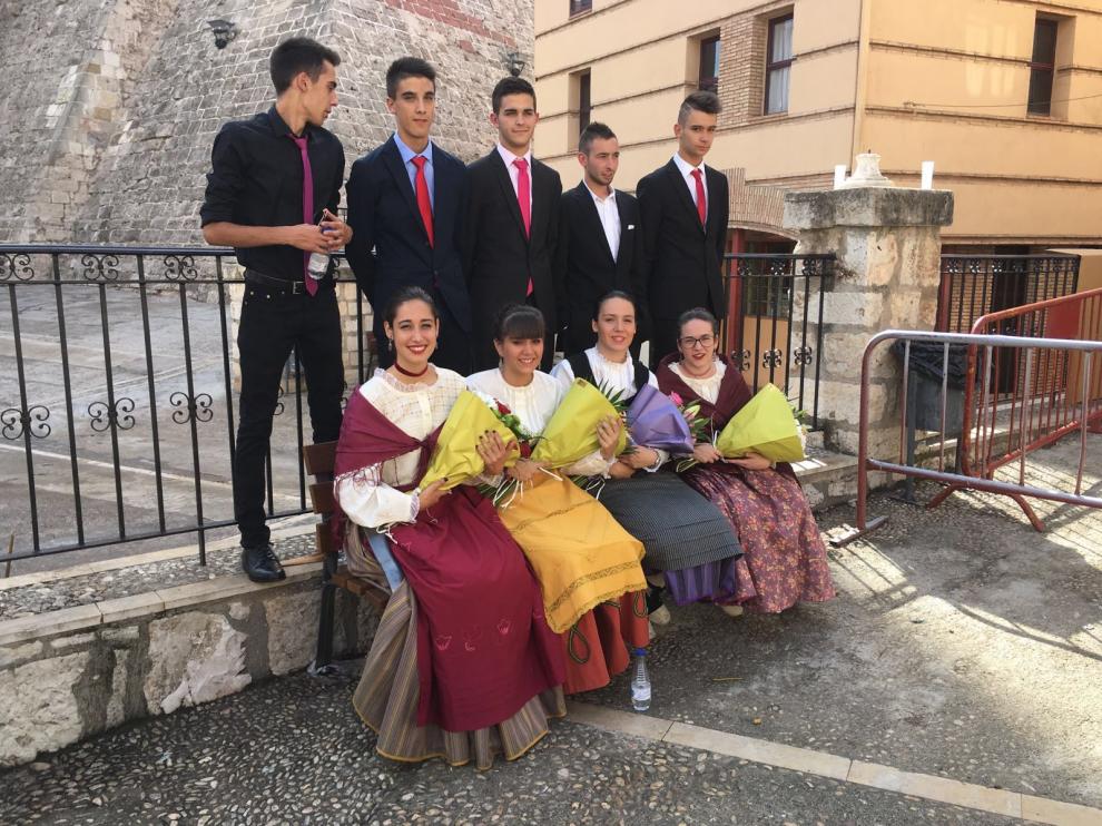 Los mayorales, antes de la ofrenda de flores a la Virgen.