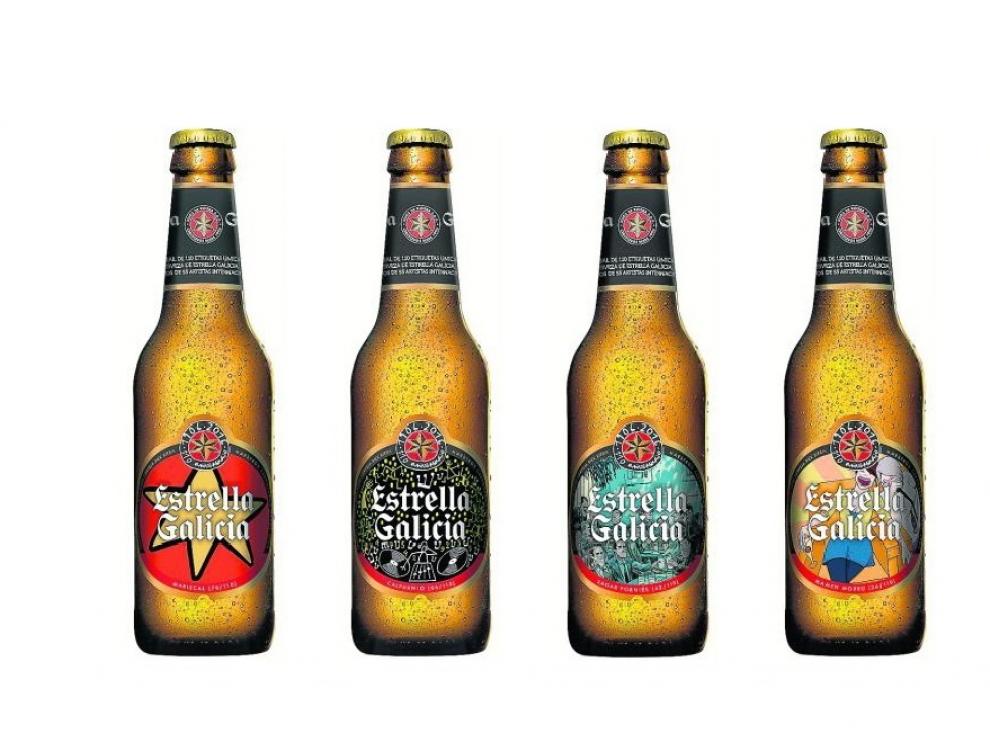 Algunas de las botellas artísticas que presenta la marca.