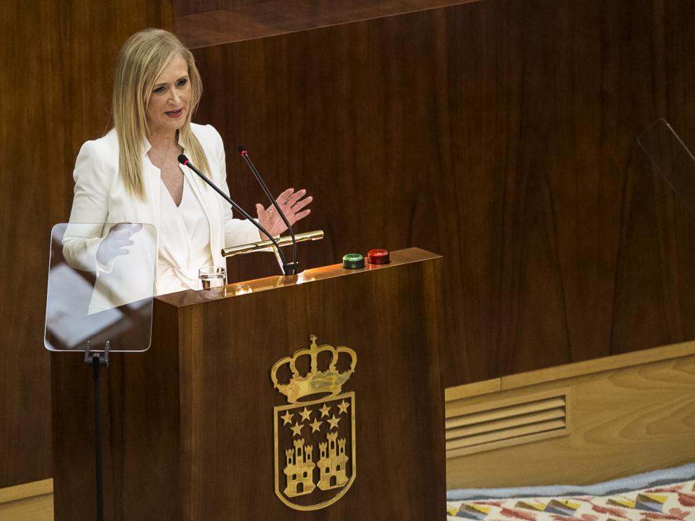 Cifuentes durante la primera jornada de debate de estado de la región
