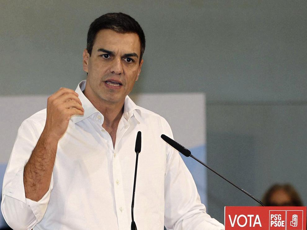 Pedro Sánchez durante un acto en Pontevedra