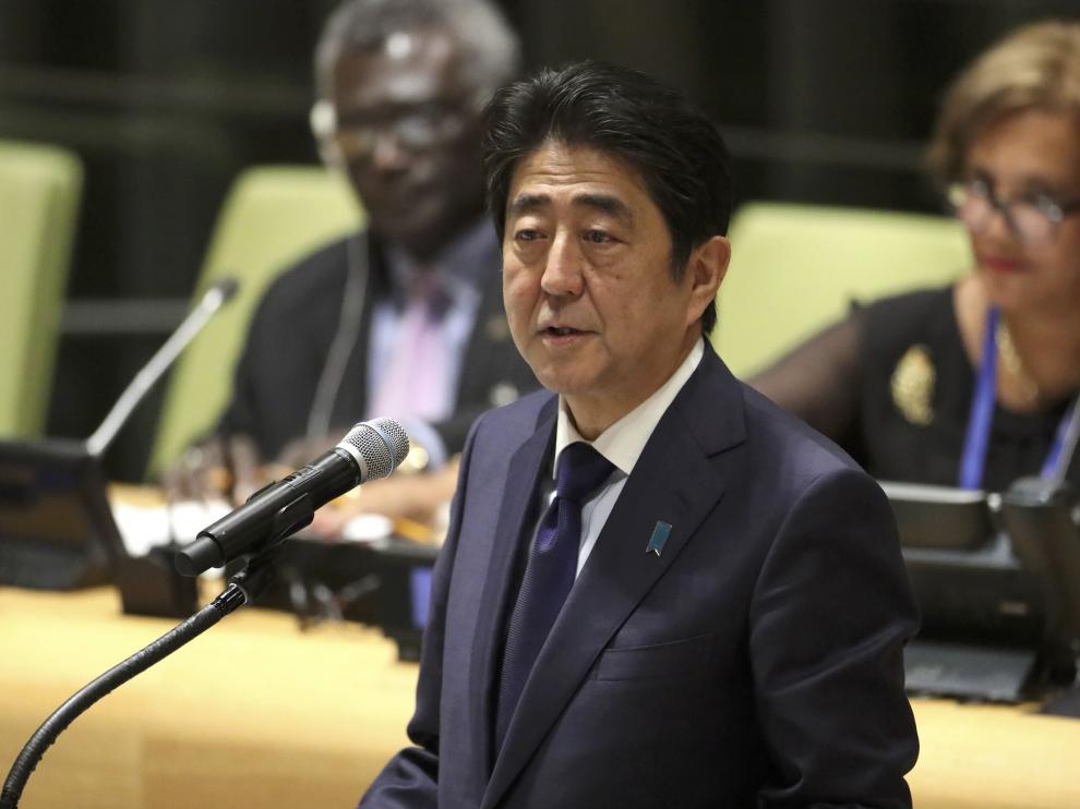 El primer ministro japonés Shinzo Abe durante la 71ª Asamblea General de la ONU