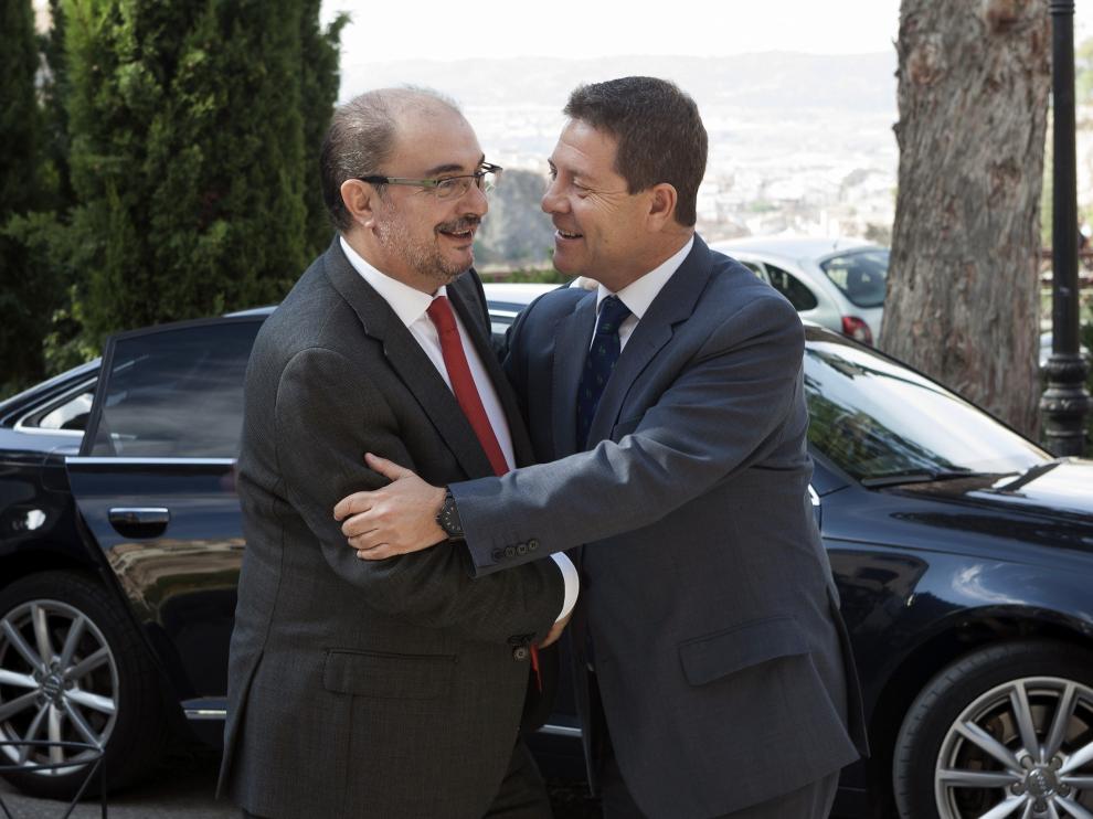 El presidente de Aragón Javier Lambán y el de Castilla- La Mancha García-Page
