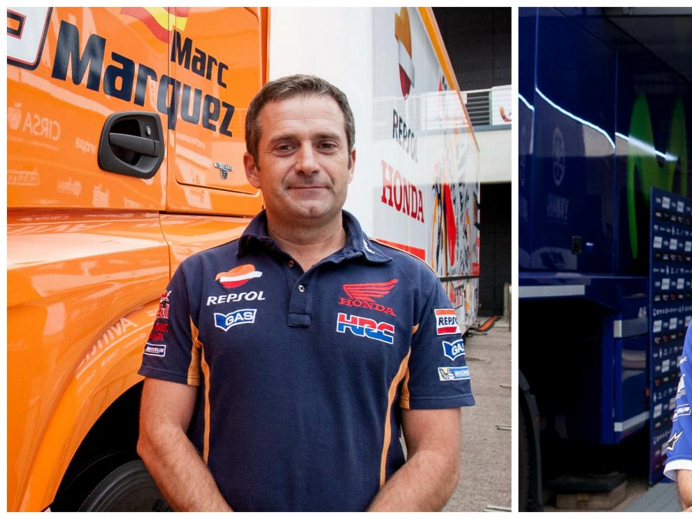 Carlos Liñán, jefe de mecánicos de Honda y de Marc Márquez; y Javier Ullate, responsable de la Yamaha de Jorge Lorenzo.