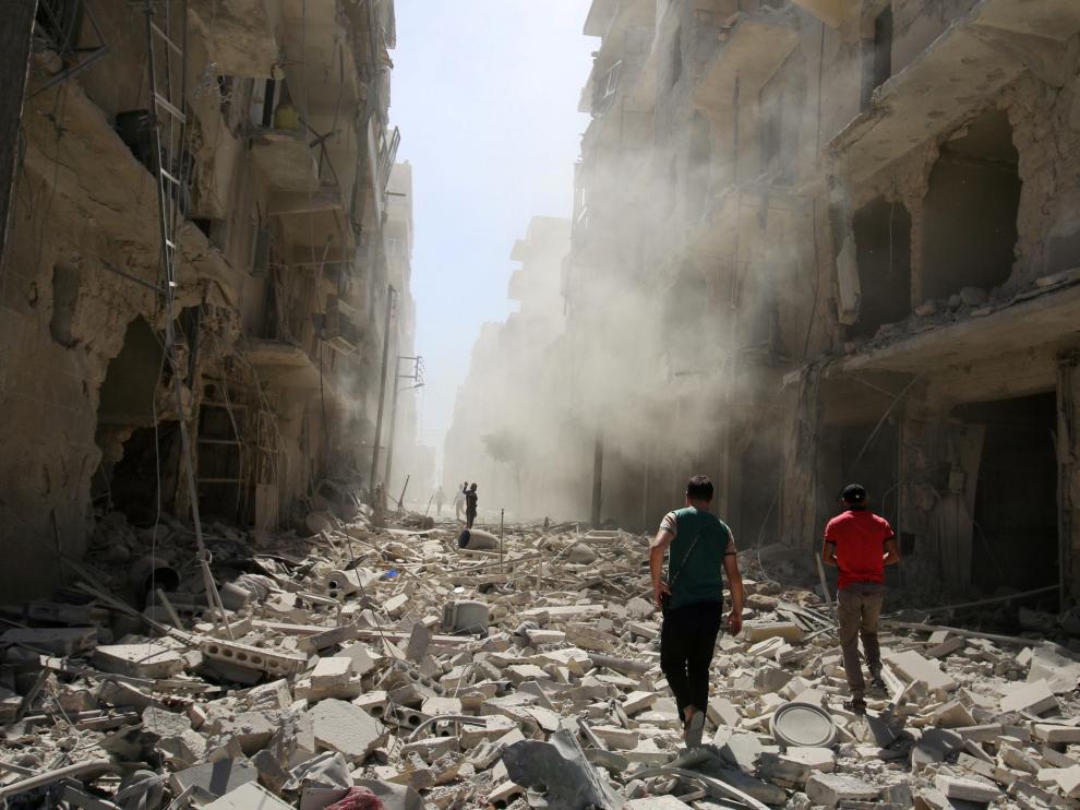 Alepo, una ciudad en ruinas tras los múltiples bombardeos.