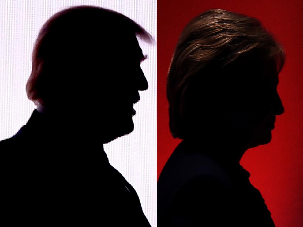 Siluetas de Trump y Clinton