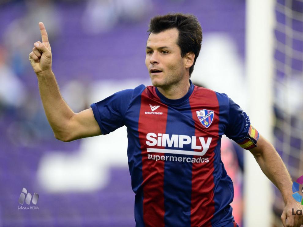 Camacho celebra el gol que consiguió en el encuentro frente al Valladolid del pasado sábado.
