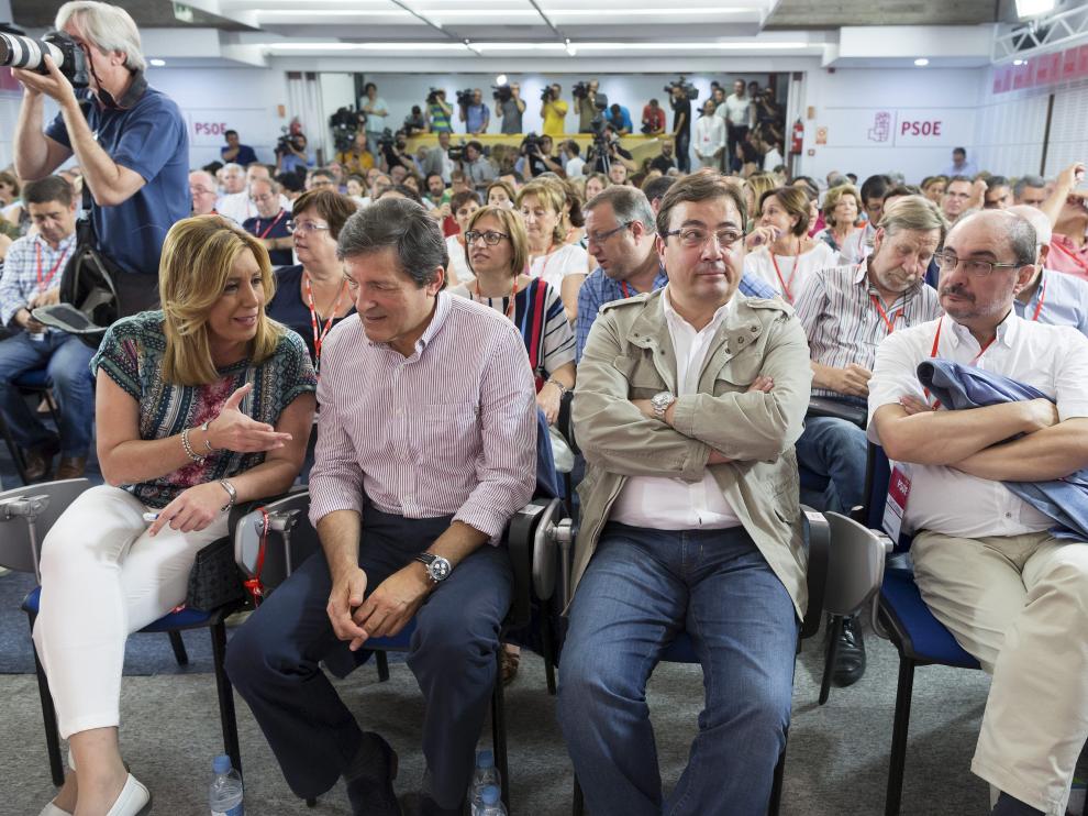 Los presidentes Susana Díaz (Andalucía), Javier Fernández (Asturias), Ignacio Fdez. Vara (Extermadura) y Javier Lambán (Aragón)