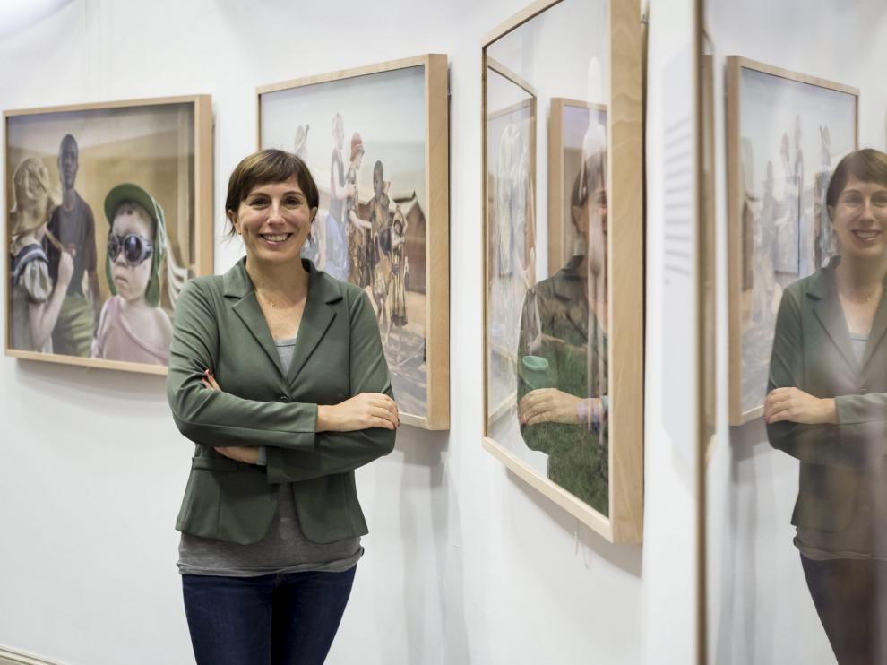 Ana Palacios durante la inauguración de la exposición.
