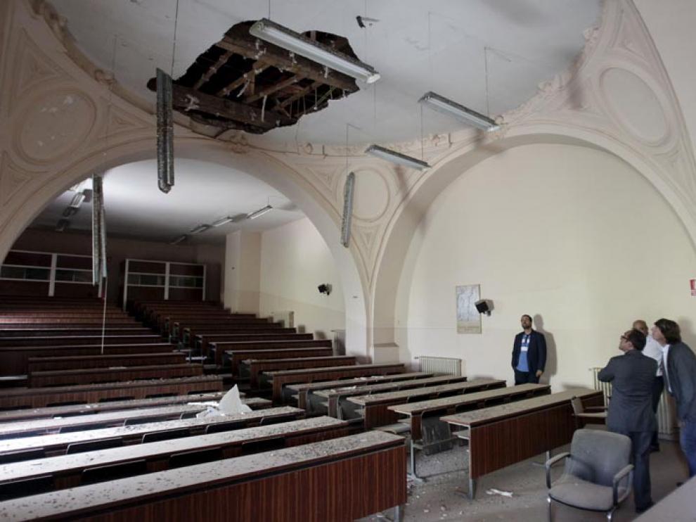Interior del edificio del antiguo CUS en una visita al edificio en verano del año pasado