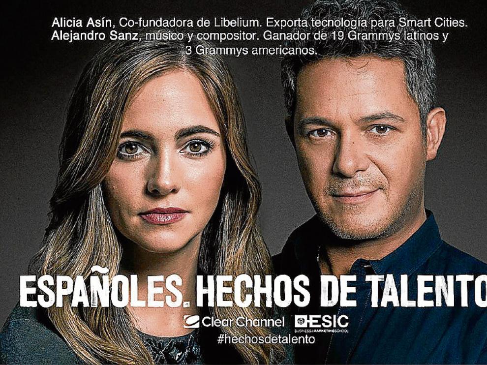 Cartel en el que aparecen Alicia Asín y Alejandro Sanz.