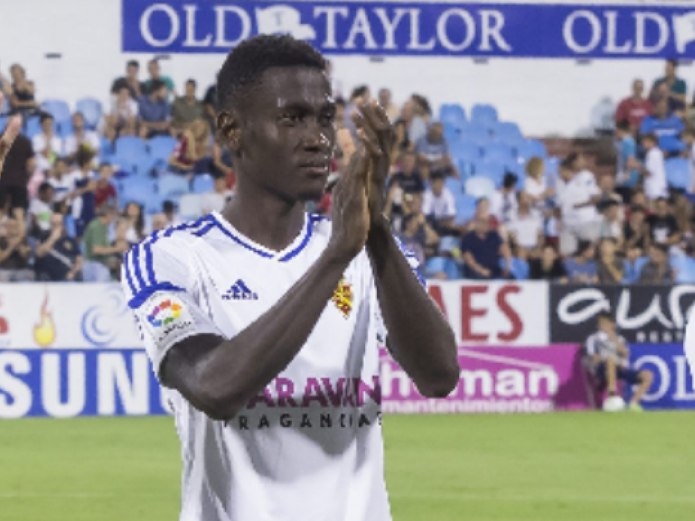 Macky Bagnack, en su debut con el Real Zaragoza ante el Valladolid en la Copa.