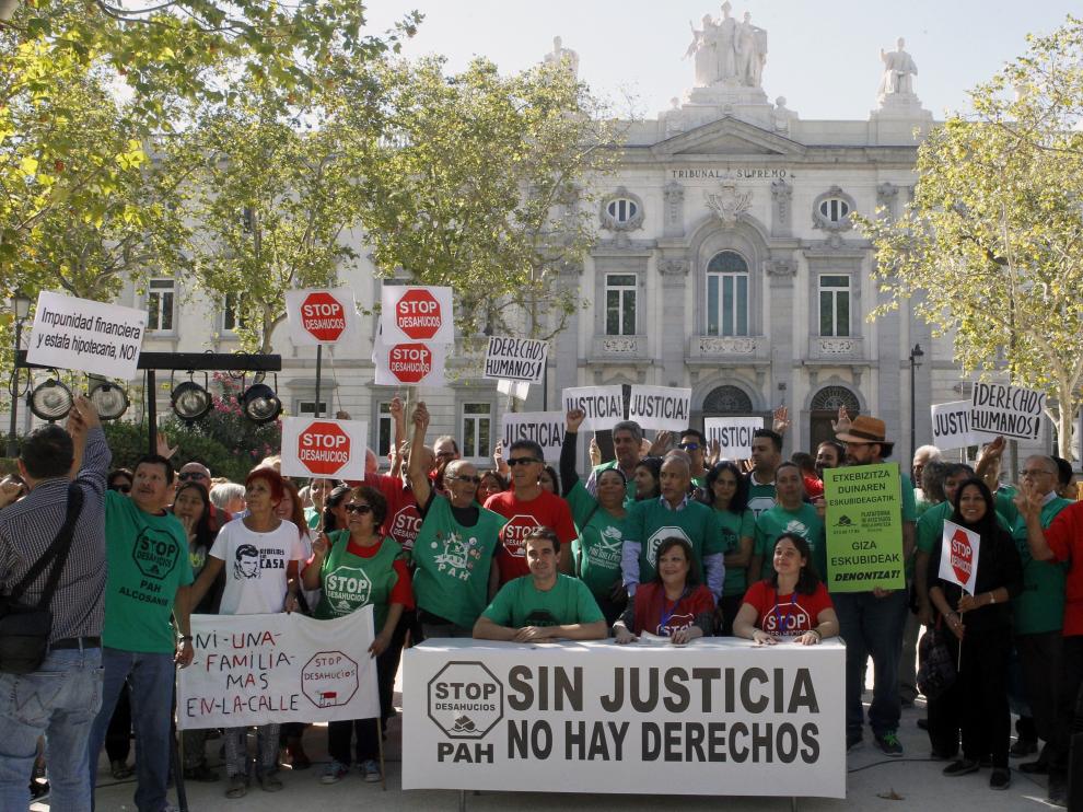 Concentración de la PAH en Madrid, este jueves.