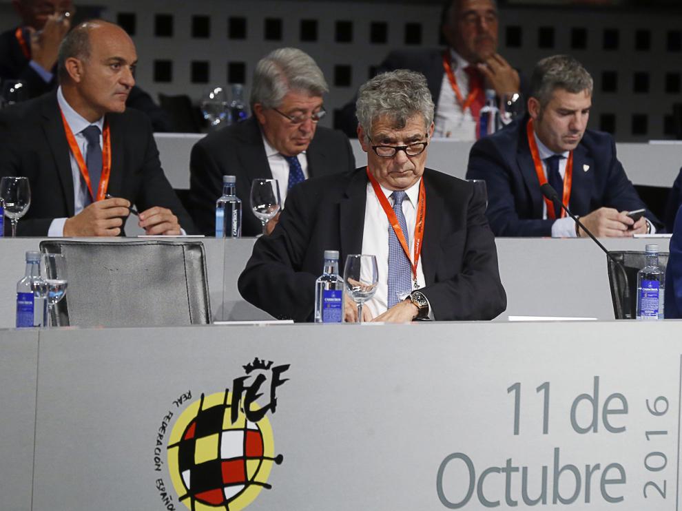 Ángel María Villar, durante una asamblea de la RFEF.