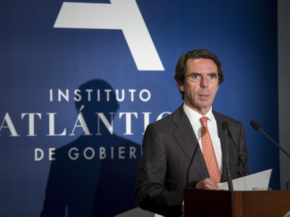 José María Aznar, durante su intervención en la inauguración del curso académico del Instituto Atlántico .
