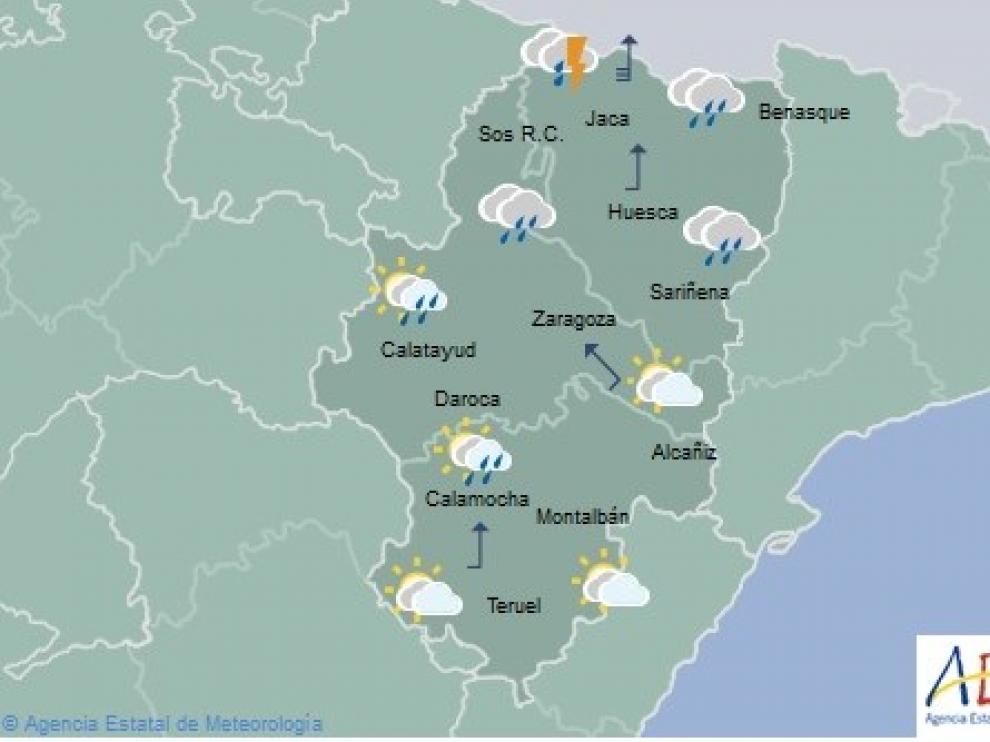 Alerta por lluvias de hasta 80 litros por metro cuadrado en el Pirineo