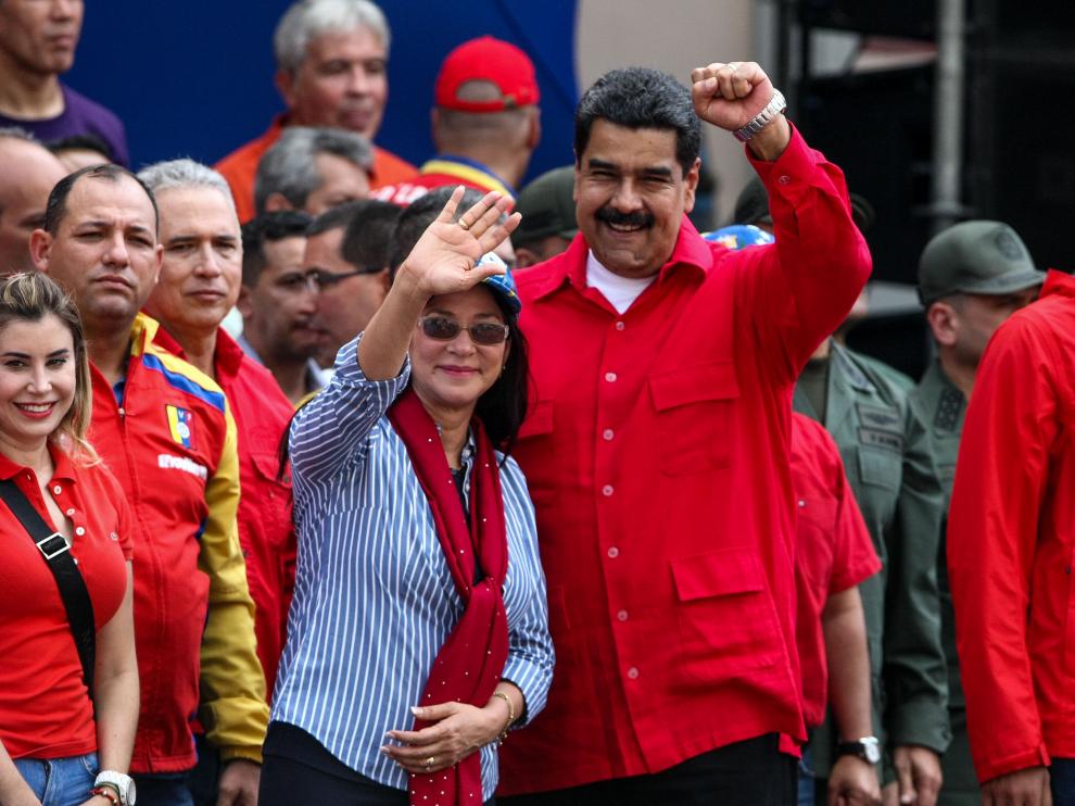 Maduro, este martes, en una marcha antichavista en Caracas.