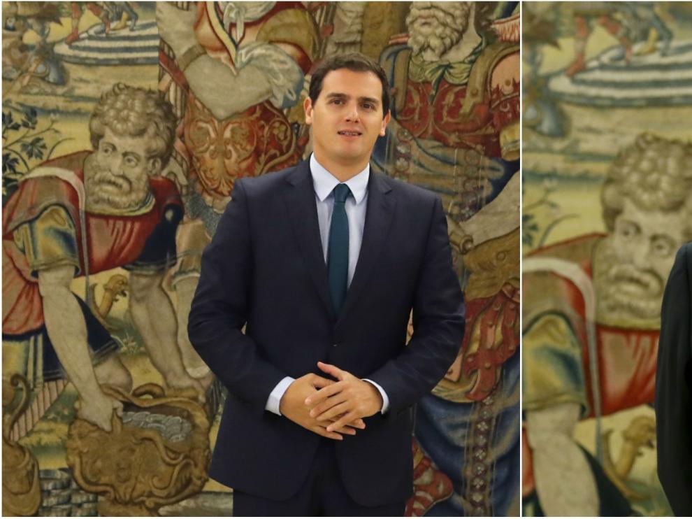 Albert Rivera, Javier Fernández, Mariano Rajoy y Pablo Iglesias en el segundo día de consultas.