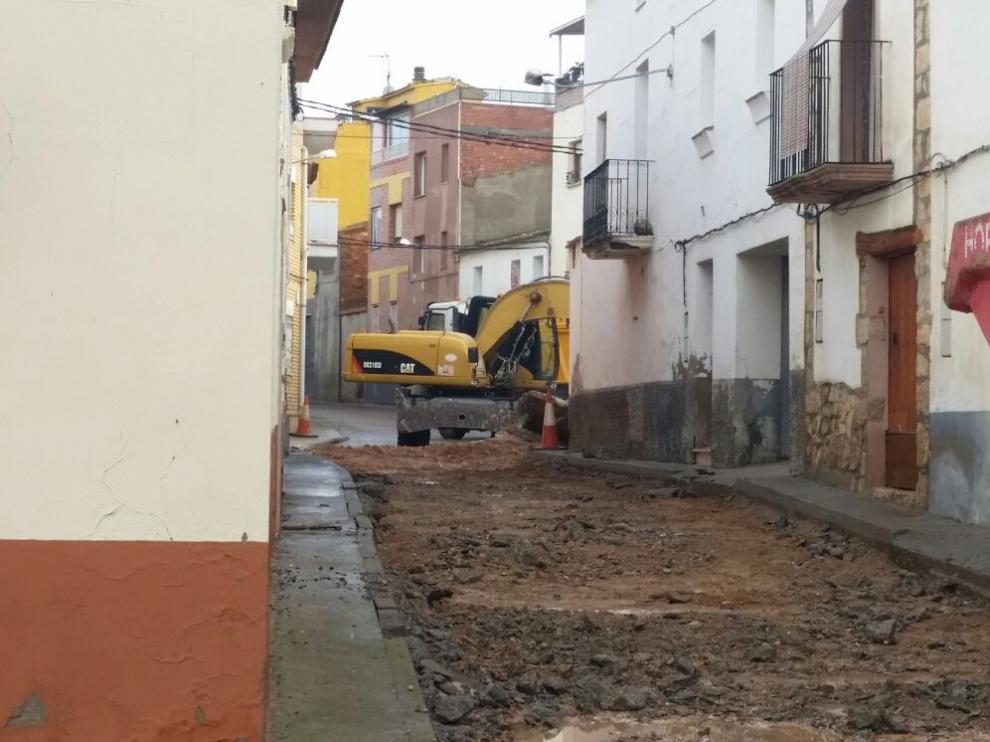 Inicio de los trabajos en la calle Justicia de Fraga.