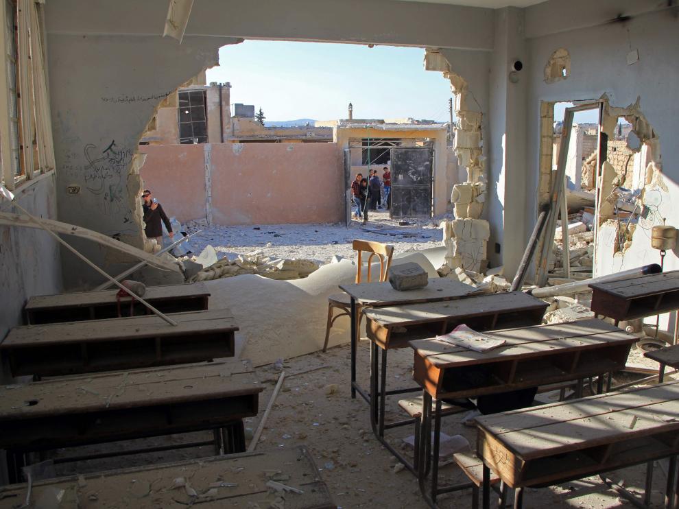 Escuela atacada en Idlib.