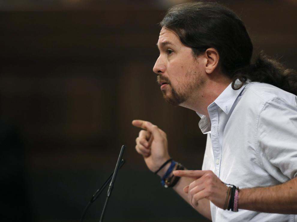 Pablo Iglesias en la tribuna del Congreso.