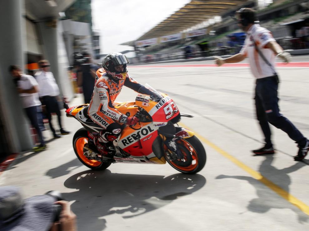 Márquez durante la primera sesión de pruebas libres.