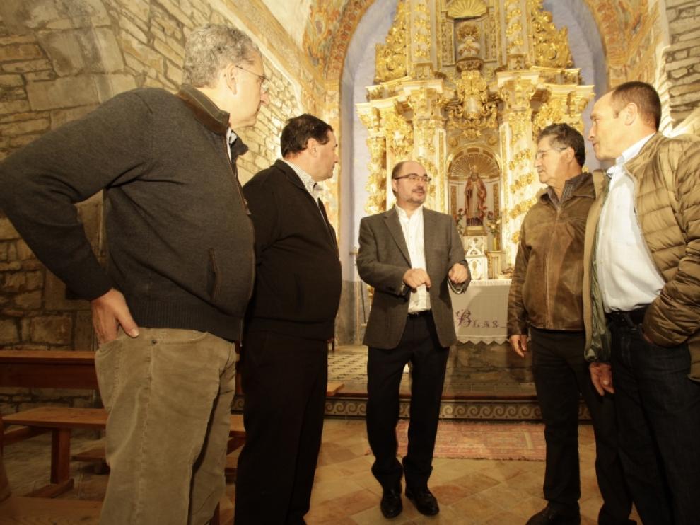 El Presidente Lambán ha visitado las obras del Monasterio de San Victorián.