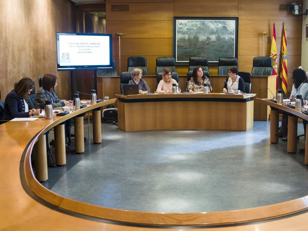 La Asociación Reazyom de familias de víctimas de acoso escolar comparece en las Cortes de Aragón, ante la comisión especial de estudio sobre Políticas, medidas y recursos necesarios para acabar con el 'bullying'.