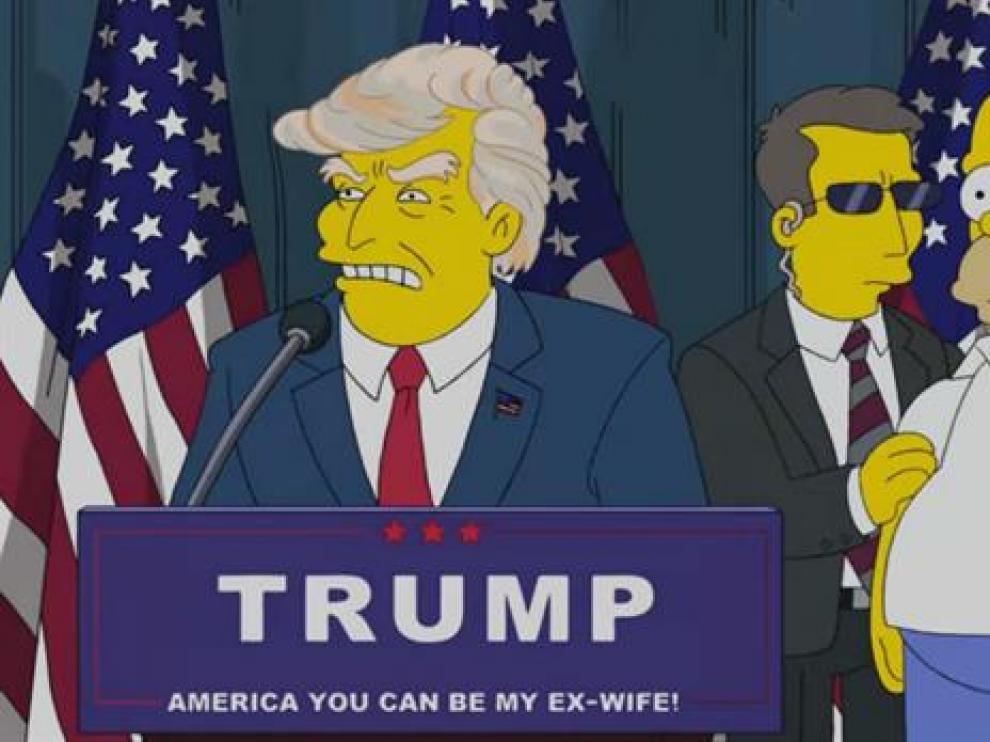 Una captura del episodio en el que hace más de una década 'Los Simpson' ya hacían presidente a Trump.